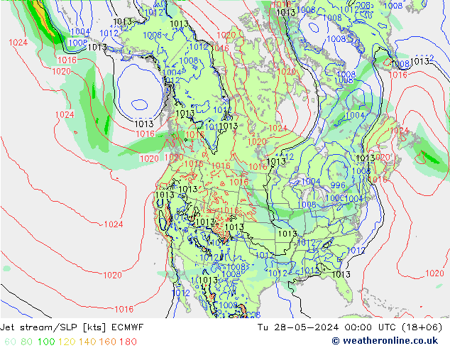 Polarjet/Bodendruck ECMWF Di 28.05.2024 00 UTC