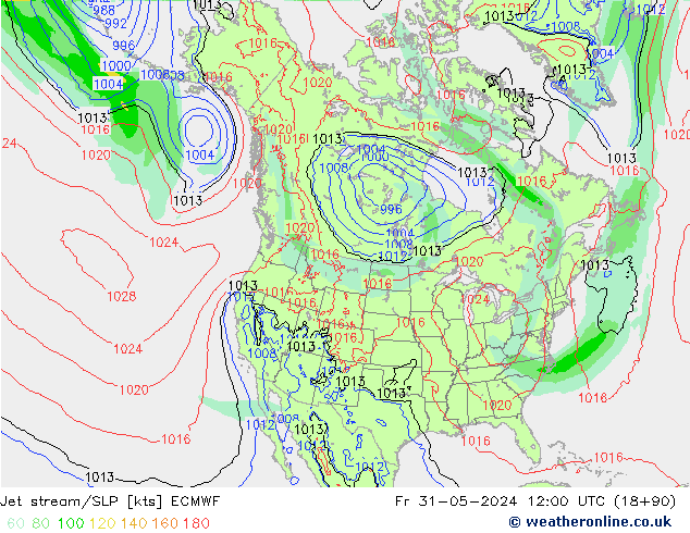 Corriente en chorro ECMWF vie 31.05.2024 12 UTC