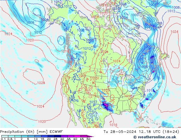 Yağış (6h) ECMWF Sa 28.05.2024 18 UTC