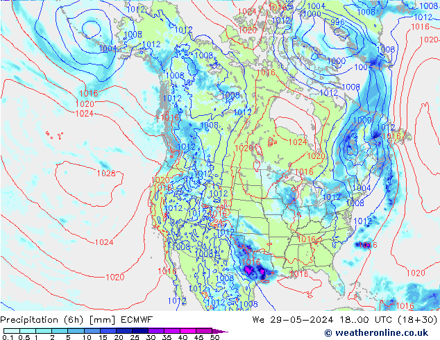 Z500/Rain (+SLP)/Z850 ECMWF We 29.05.2024 00 UTC