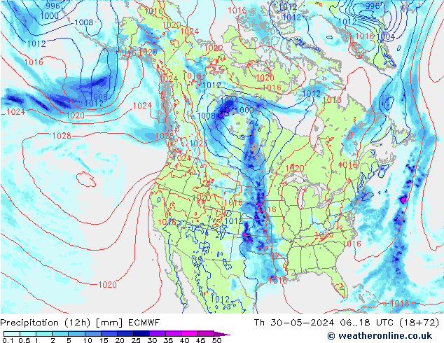 opad (12h) ECMWF czw. 30.05.2024 18 UTC