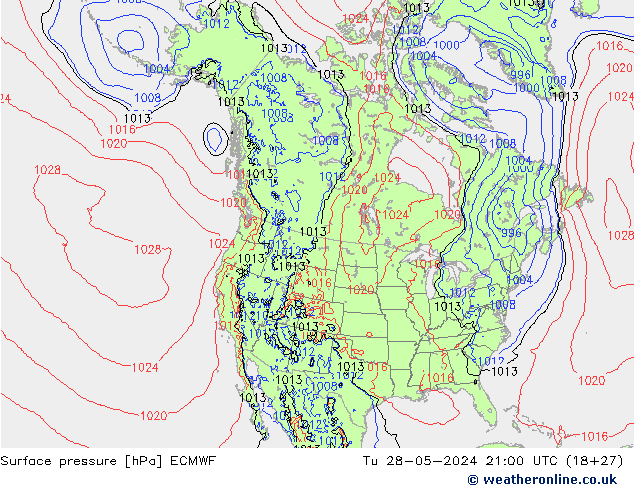 Surface pressure ECMWF Tu 28.05.2024 21 UTC