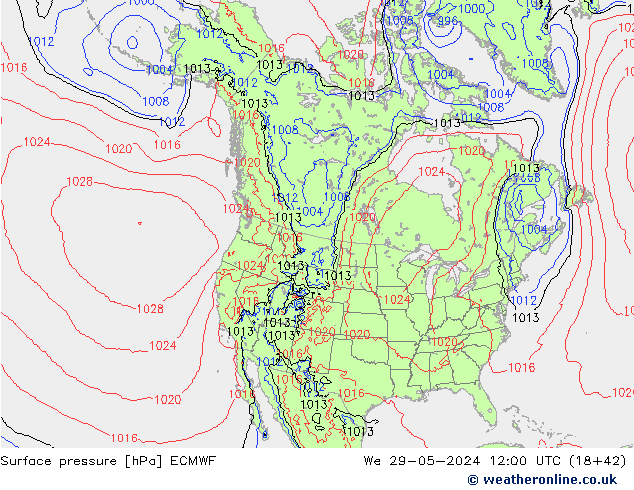 Surface pressure ECMWF We 29.05.2024 12 UTC