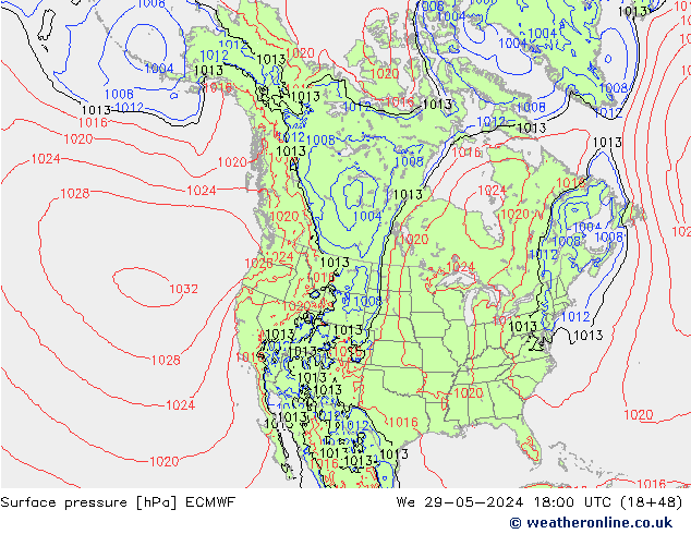 Bodendruck ECMWF Mi 29.05.2024 18 UTC