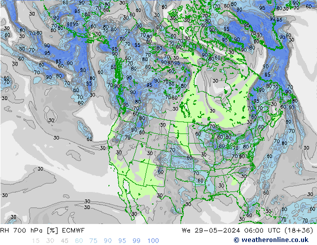 RH 700 hPa ECMWF  29.05.2024 06 UTC