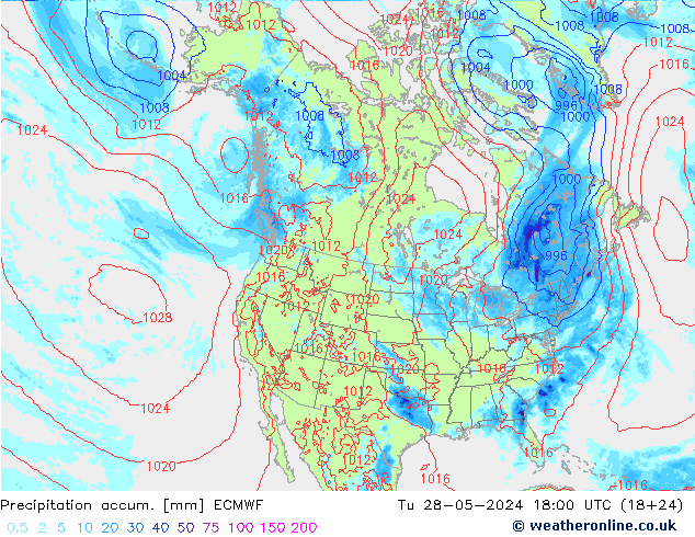 Toplam Yağış ECMWF Sa 28.05.2024 18 UTC