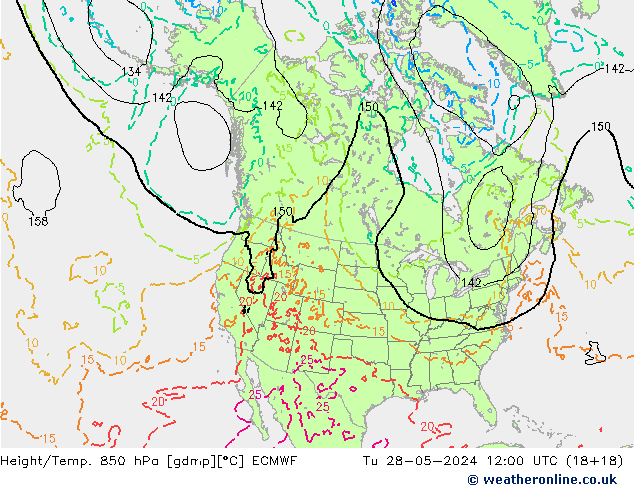 Z500/Rain (+SLP)/Z850 ECMWF Tu 28.05.2024 12 UTC