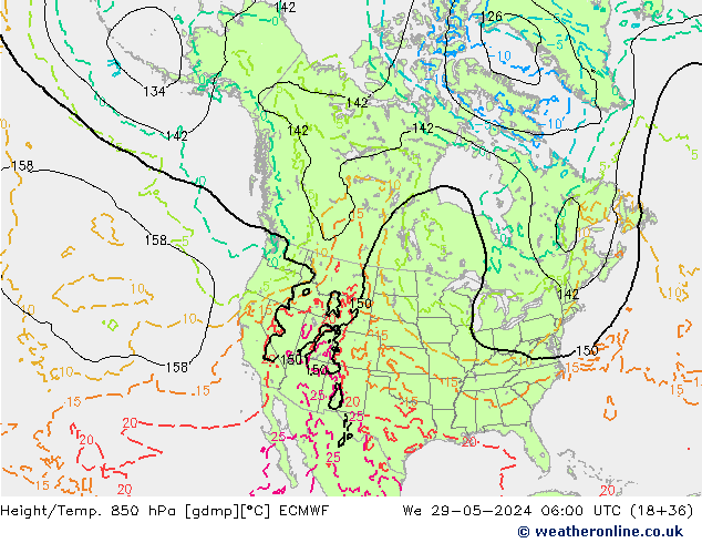 Z500/Rain (+SLP)/Z850 ECMWF mer 29.05.2024 06 UTC