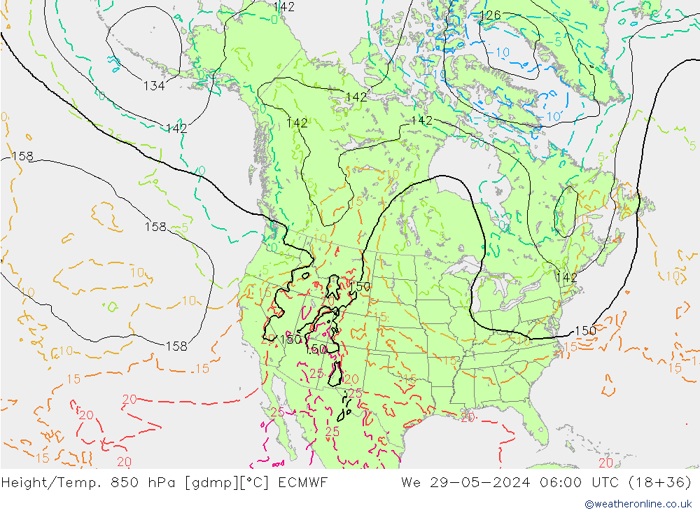 Z500/Rain (+SLP)/Z850 ECMWF mer 29.05.2024 06 UTC