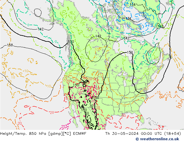 Z500/Rain (+SLP)/Z850 ECMWF чт 30.05.2024 00 UTC