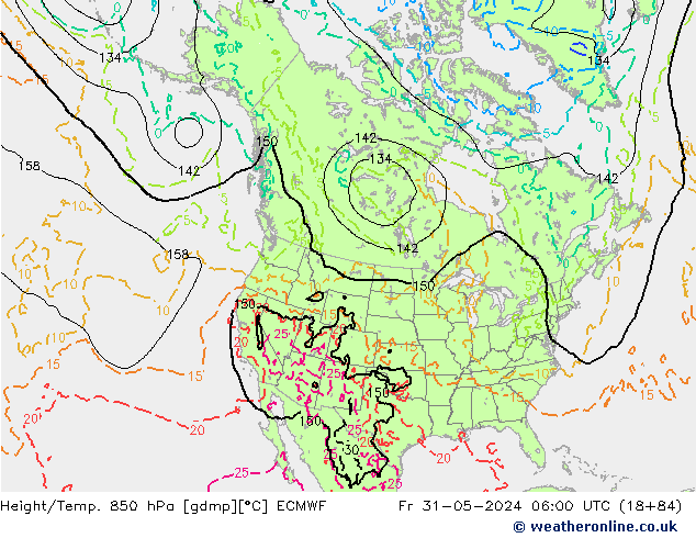 Z500/Rain (+SLP)/Z850 ECMWF ven 31.05.2024 06 UTC