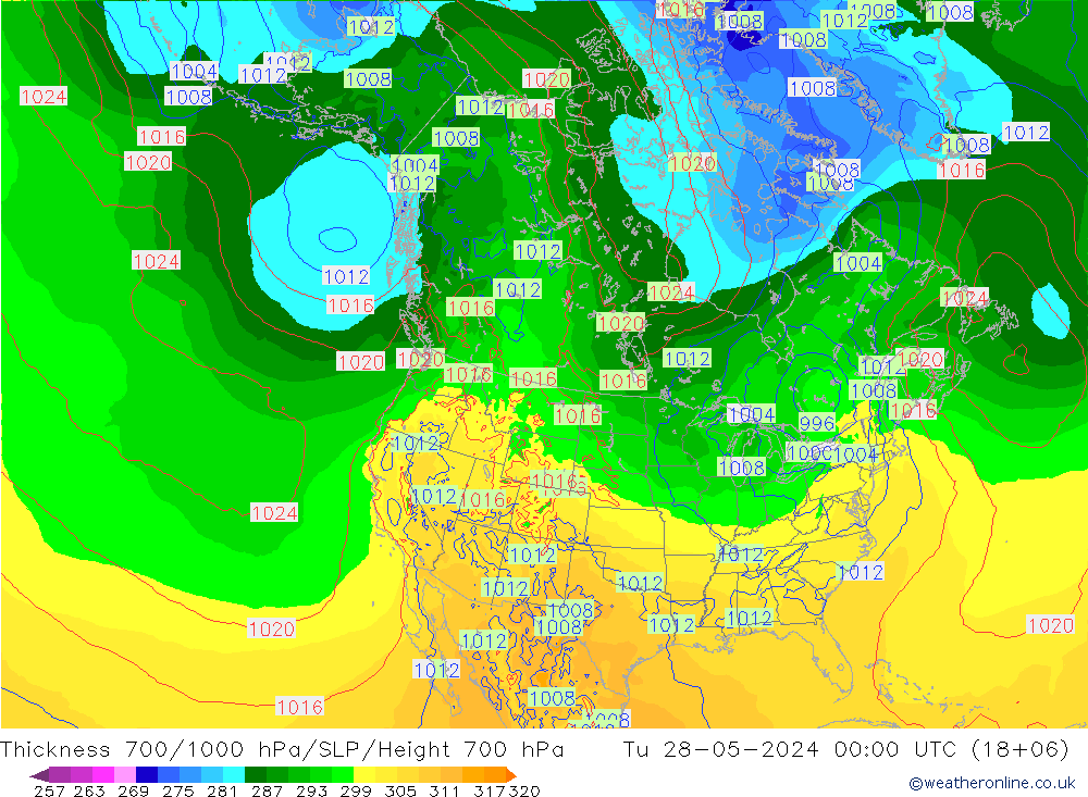 Schichtdicke 700-1000 hPa ECMWF Di 28.05.2024 00 UTC