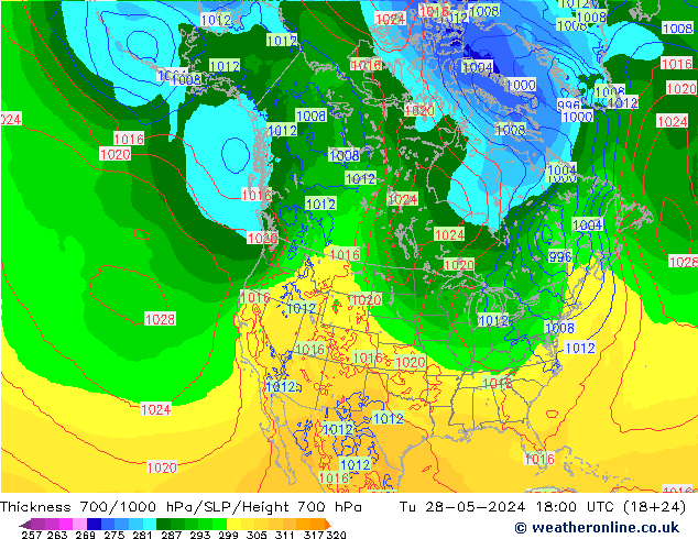 Schichtdicke 700-1000 hPa ECMWF Di 28.05.2024 18 UTC