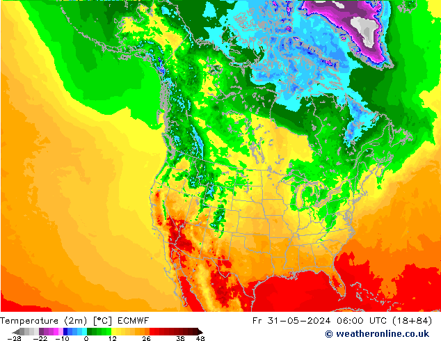 Temperaturkarte (2m) ECMWF Fr 31.05.2024 06 UTC