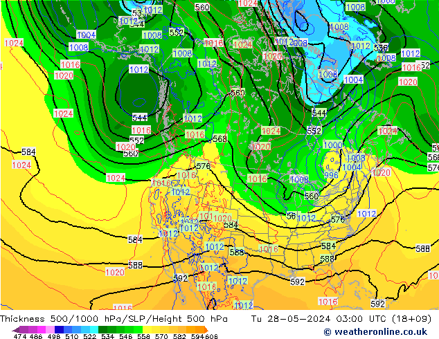 Espesor 500-1000 hPa ECMWF mar 28.05.2024 03 UTC