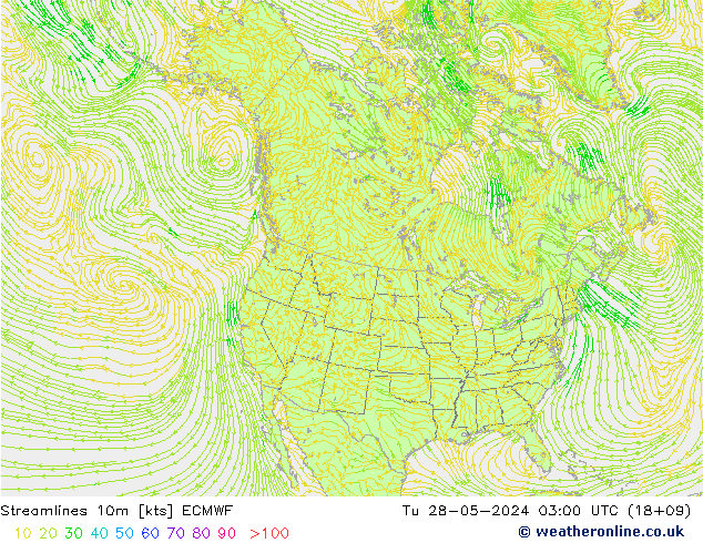 Línea de corriente 10m ECMWF mar 28.05.2024 03 UTC