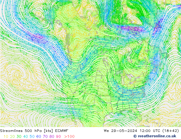 Rüzgar 500 hPa ECMWF Çar 29.05.2024 12 UTC