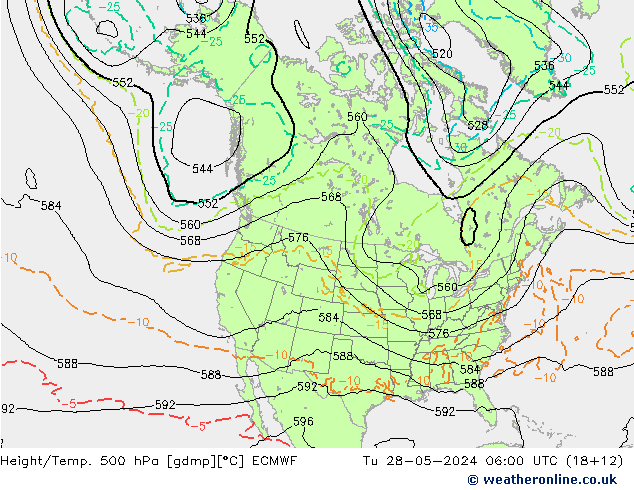 Height/Temp. 500 hPa ECMWF Tu 28.05.2024 06 UTC