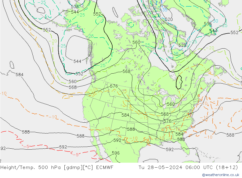 Z500/Yağmur (+YB)/Z850 ECMWF Sa 28.05.2024 06 UTC