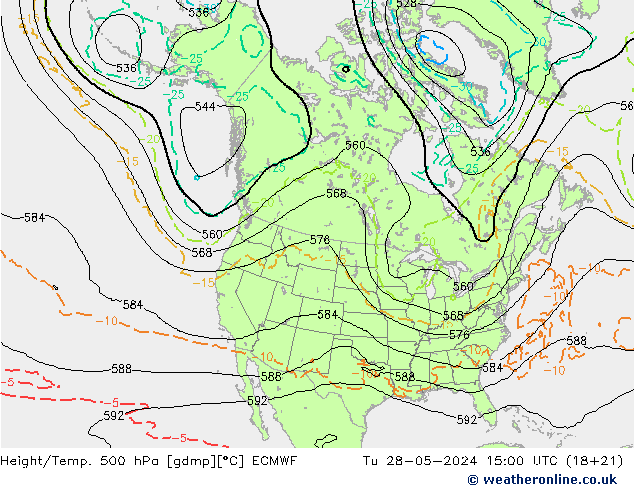 Height/Temp. 500 hPa ECMWF Tu 28.05.2024 15 UTC