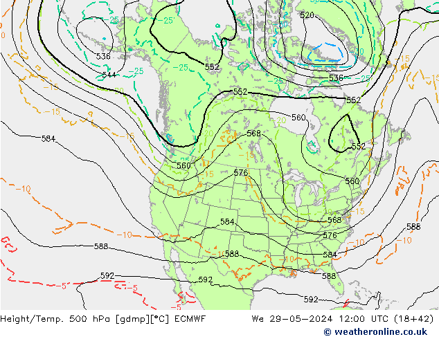 Z500/Rain (+SLP)/Z850 ECMWF St 29.05.2024 12 UTC