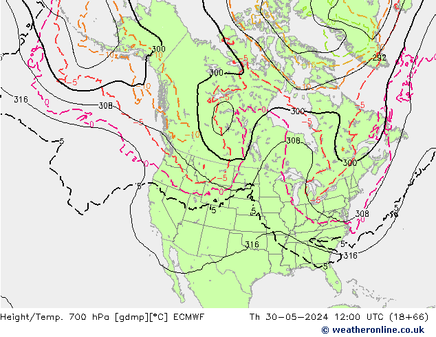 Yükseklik/Sıc. 700 hPa ECMWF Per 30.05.2024 12 UTC