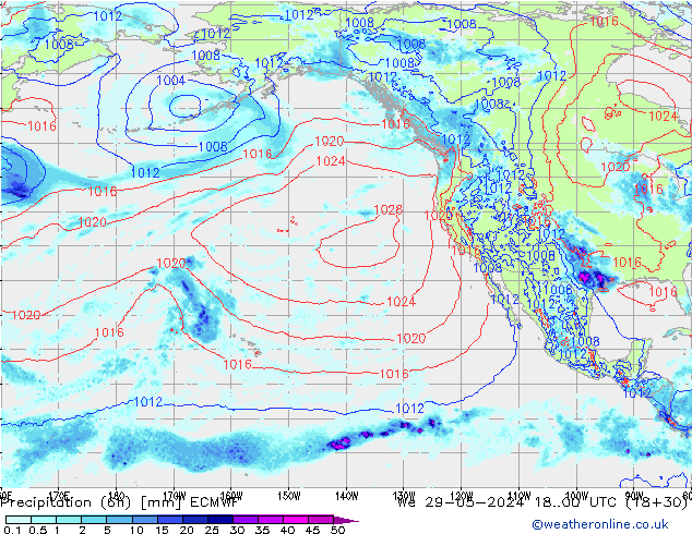 Z500/Rain (+SLP)/Z850 ECMWF Qua 29.05.2024 00 UTC