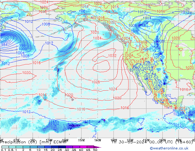 Z500/Rain (+SLP)/Z850 ECMWF czw. 30.05.2024 06 UTC