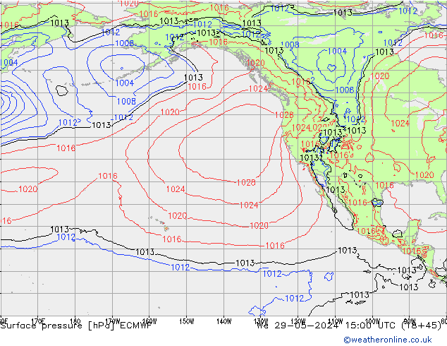 Surface pressure ECMWF We 29.05.2024 15 UTC