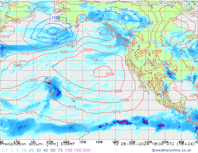 Precipitation accum. ECMWF Tu 28.05.2024 18 UTC