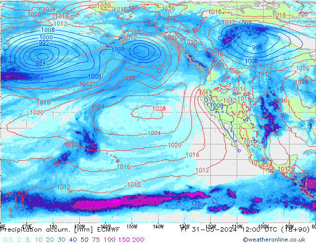 Precipitation accum. ECMWF Fr 31.05.2024 12 UTC