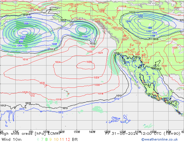 High wind areas ECMWF Fr 31.05.2024 12 UTC