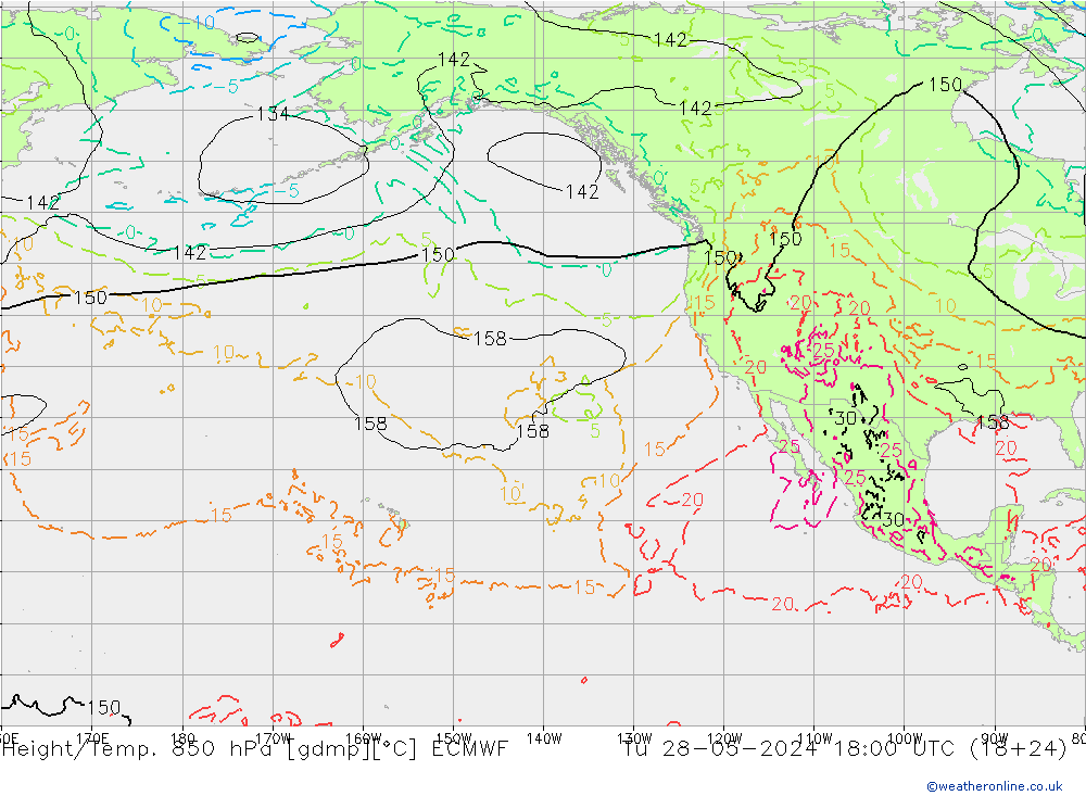 Z500/Rain (+SLP)/Z850 ECMWF Tu 28.05.2024 18 UTC