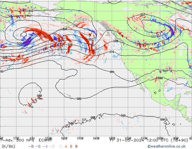 T-Adv. 500 гПа ECMWF пт 31.05.2024 12 UTC