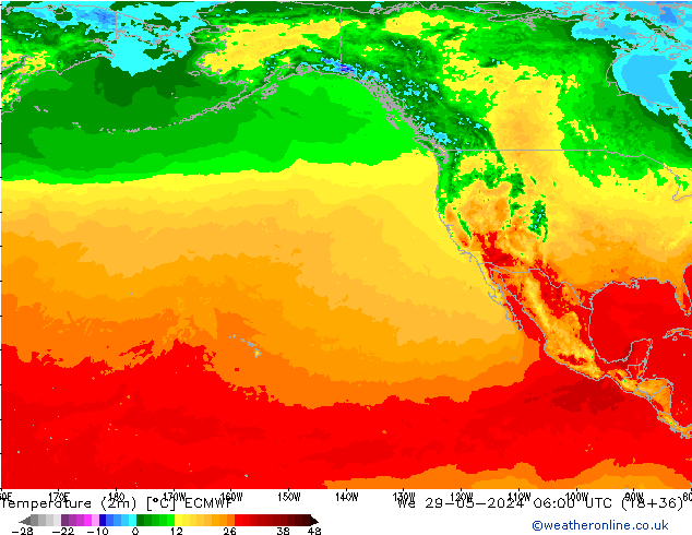 Temperature (2m) ECMWF St 29.05.2024 06 UTC