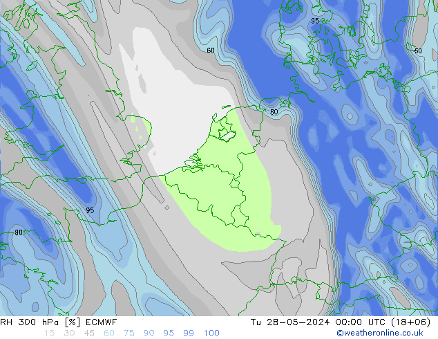 RH 300 hPa ECMWF Tu 28.05.2024 00 UTC