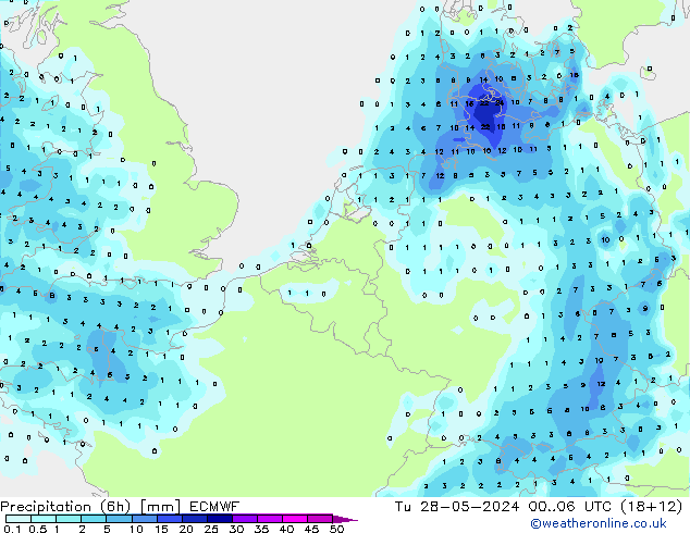 Z500/Rain (+SLP)/Z850 ECMWF вт 28.05.2024 06 UTC