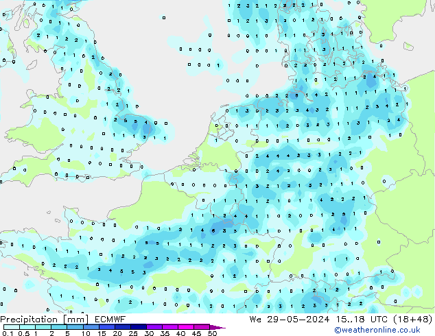 Niederschlag ECMWF Mi 29.05.2024 18 UTC