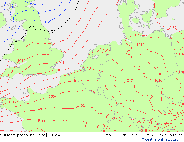 地面气压 ECMWF 星期一 27.05.2024 21 UTC