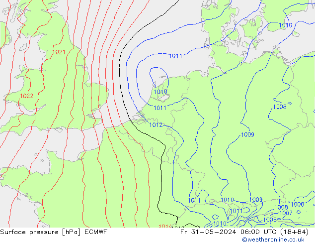 Bodendruck ECMWF Fr 31.05.2024 06 UTC