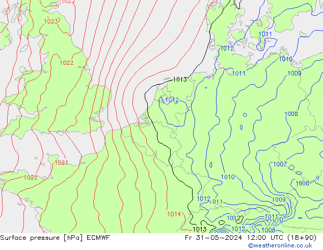 pressão do solo ECMWF Sex 31.05.2024 12 UTC