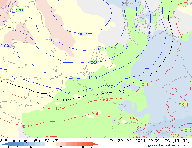 Druktendens (+/-) ECMWF wo 29.05.2024 09 UTC