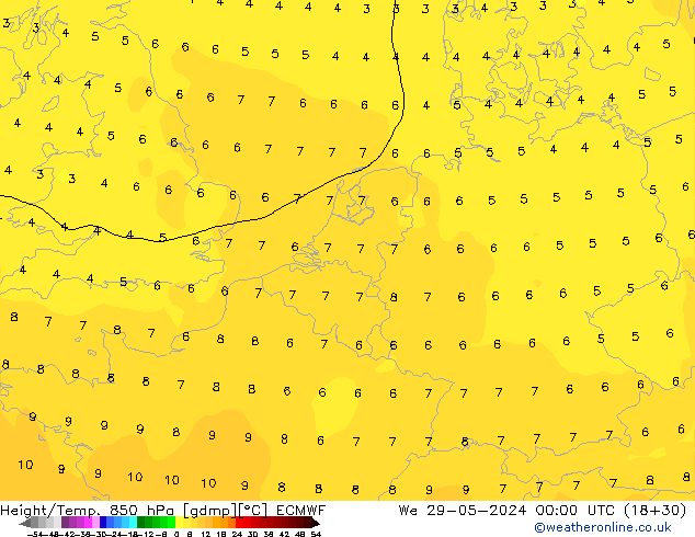 Z500/Rain (+SLP)/Z850 ECMWF St 29.05.2024 00 UTC