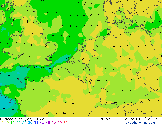 Surface wind ECMWF Tu 28.05.2024 00 UTC