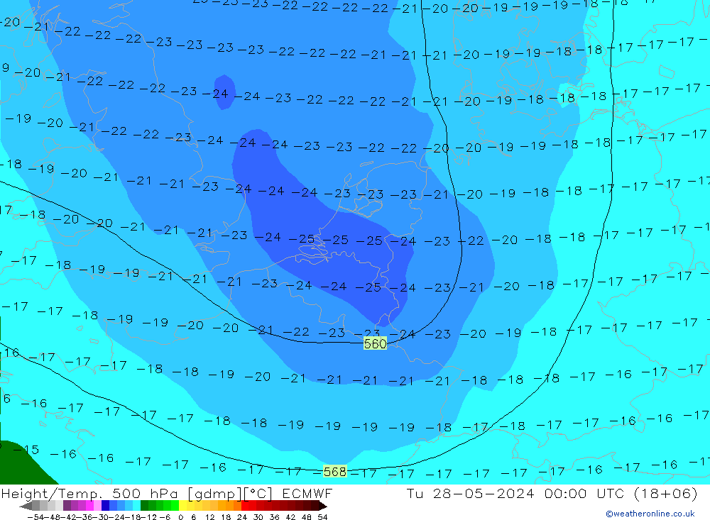 Z500/Rain (+SLP)/Z850 ECMWF Ter 28.05.2024 00 UTC