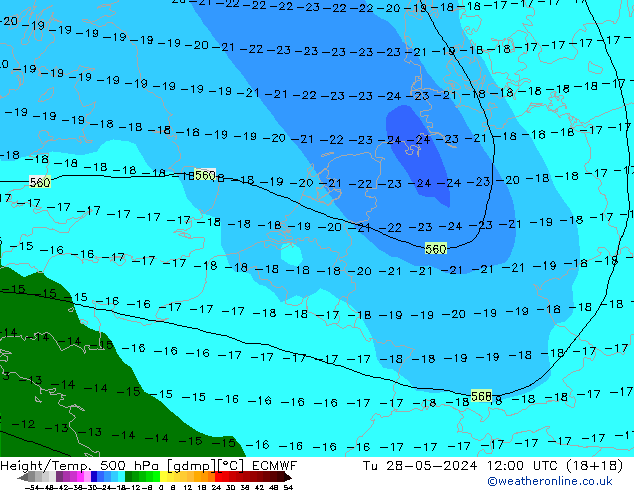 Z500/Rain (+SLP)/Z850 ECMWF Di 28.05.2024 12 UTC