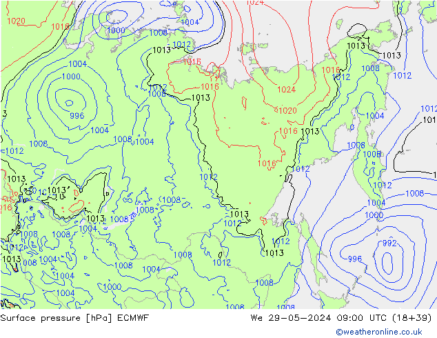 приземное давление ECMWF ср 29.05.2024 09 UTC