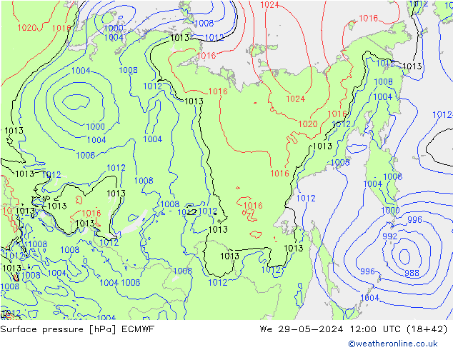 ciśnienie ECMWF śro. 29.05.2024 12 UTC