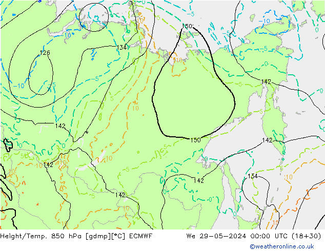 Z500/Rain (+SLP)/Z850 ECMWF ср 29.05.2024 00 UTC