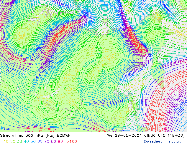 ветер 300 гПа ECMWF ср 29.05.2024 06 UTC